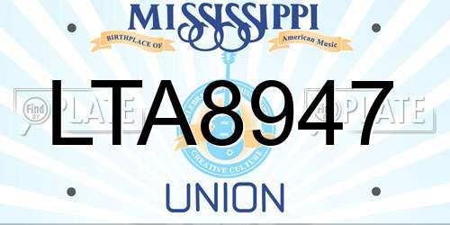LTA8947 Mississippi License Plate