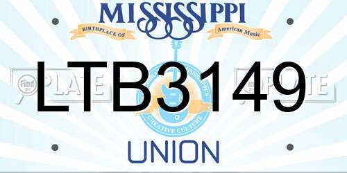LTB3149 Mississippi License Plate