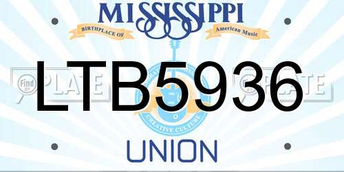 LTB5936 Mississippi License Plate