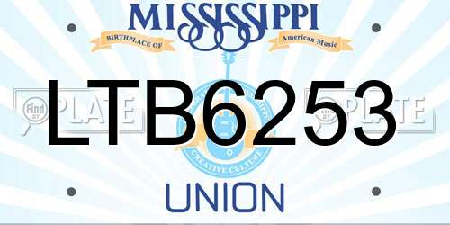 LTB6253 Mississippi License Plate