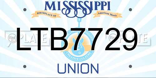 LTB7729 Mississippi License Plate