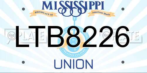 LTB8226 Mississippi License Plate