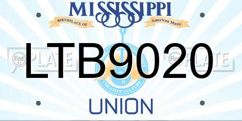 LTB9020 Mississippi License Plate