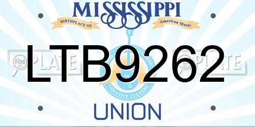 LTB9262 Mississippi License Plate
