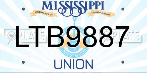 LTB9887 Mississippi License Plate
