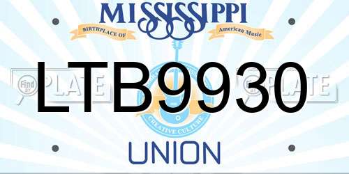 LTB9930 Mississippi License Plate