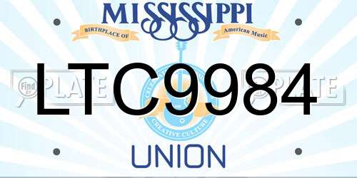 LTC9984 Mississippi License Plate
