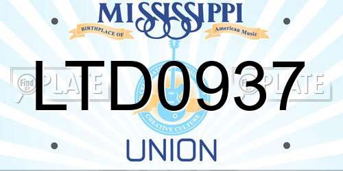 LTD0937 Mississippi License Plate