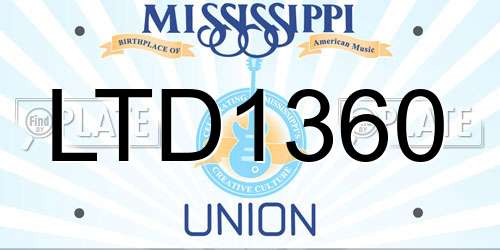 LTD1360 Mississippi License Plate