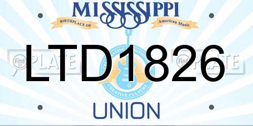 LTD1826 Mississippi License Plate