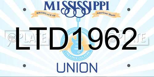 LTD1962 Mississippi License Plate