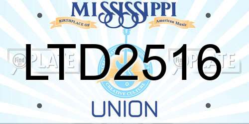 LTD2516 Mississippi License Plate