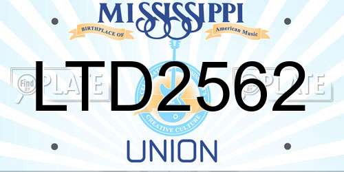 LTD2562 Mississippi License Plate
