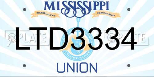 LTD3334 Mississippi License Plate