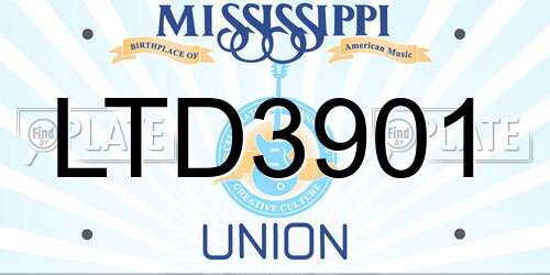 LTD3901 Mississippi License Plate