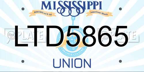 LTD5865 Mississippi License Plate