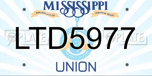 LTD5977 Mississippi License Plate