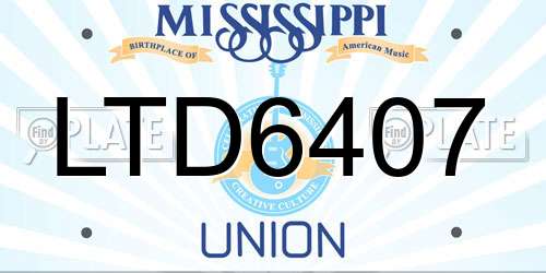 LTD6407 Mississippi License Plate