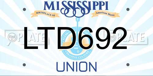 LTD692 Mississippi License Plate
