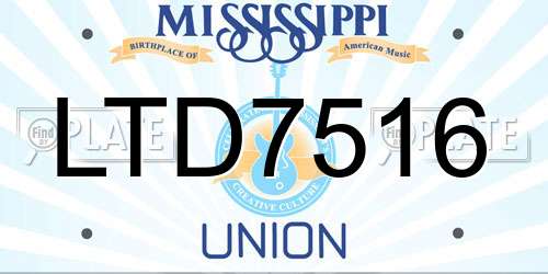 LTD7516 Mississippi License Plate