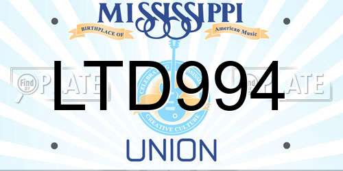 LTD994 Mississippi License Plate