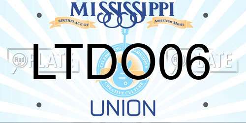 LTDO06 Mississippi License Plate