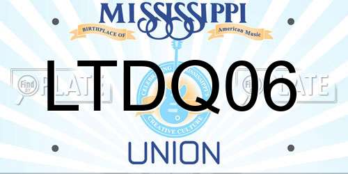 LTDQ06 Mississippi License Plate