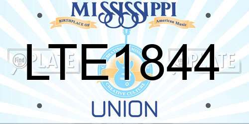 LTE1844 Mississippi License Plate