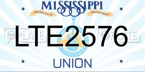 LTE2576 Mississippi License Plate