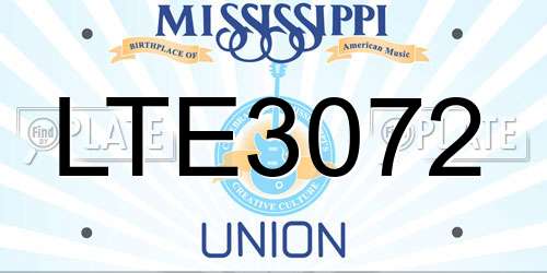 LTE3072 Mississippi License Plate