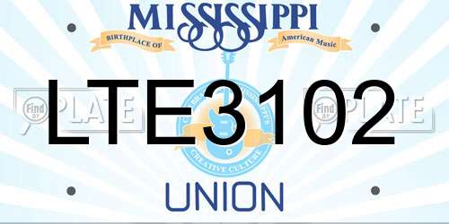 LTE3102 Mississippi License Plate