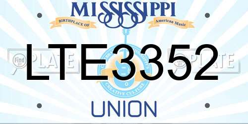 LTE3352 Mississippi License Plate