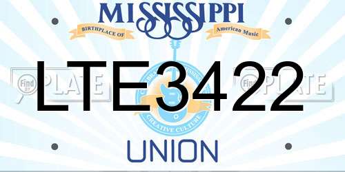 LTE3422 Mississippi License Plate
