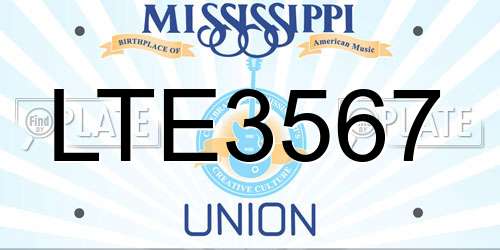 LTE3567 Mississippi License Plate