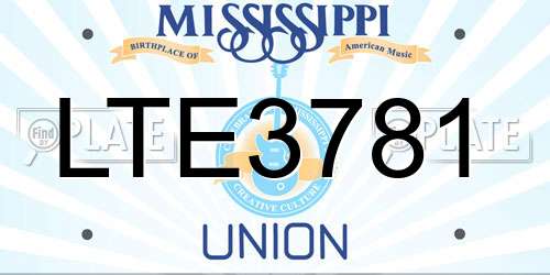 LTE3781 Mississippi License Plate