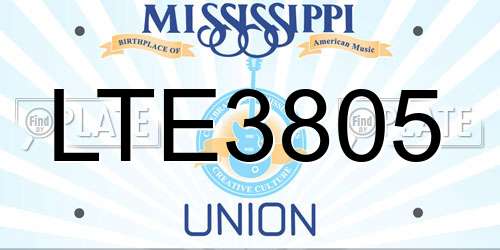 LTE3805 Mississippi License Plate