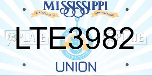 LTE3982 Mississippi License Plate