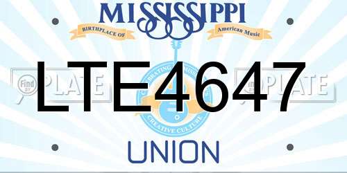 LTE4647 Mississippi License Plate