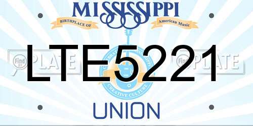 LTE5221 Mississippi License Plate