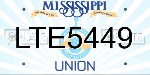 LTE5449 Mississippi License Plate