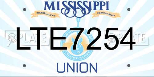 LTE7254 Mississippi License Plate