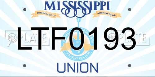 LTF0193 Mississippi License Plate