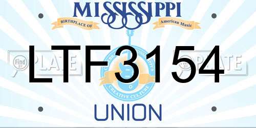 LTF3154 Mississippi License Plate