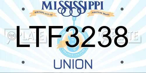 LTF3238 Mississippi License Plate