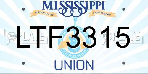 LTF3315 Mississippi License Plate