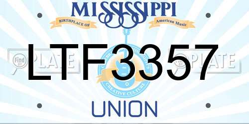 LTF3357 Mississippi License Plate