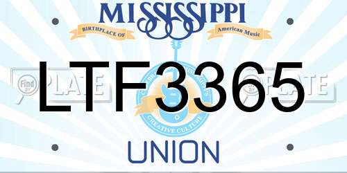 LTF3365 Mississippi License Plate