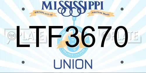 LTF3670 Mississippi License Plate
