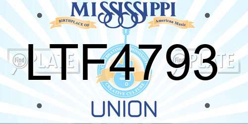 LTF4793 Mississippi License Plate
