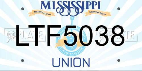 LTF5038 Mississippi License Plate